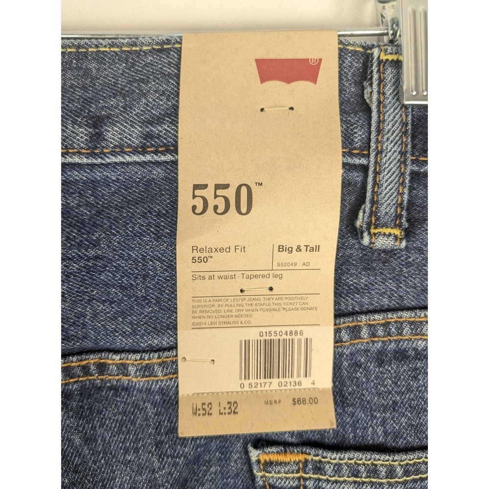 Levi's 550 Relaxed Fit Jeans Mens 52x32 Blue Tapered Leg Big & Tall NWT - Picture 7 of 12